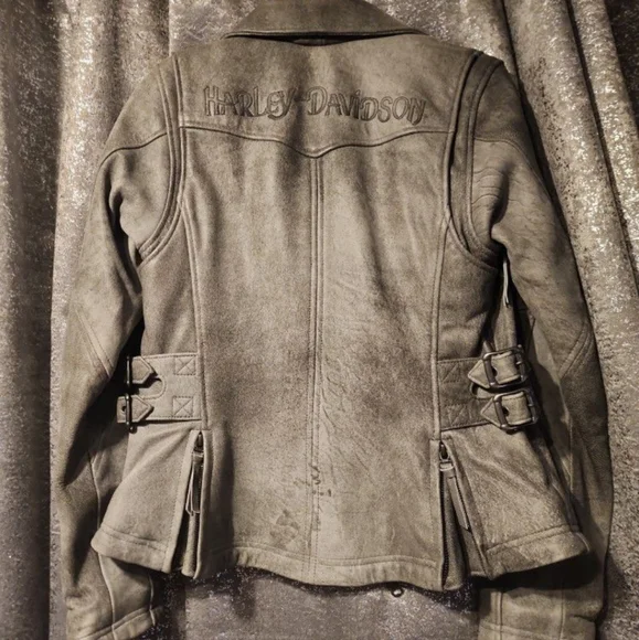 Harley Davidson Pierce Leather Biker Jacket Heavyweight Lambskin Moto b size xs - Picture 6 of 8